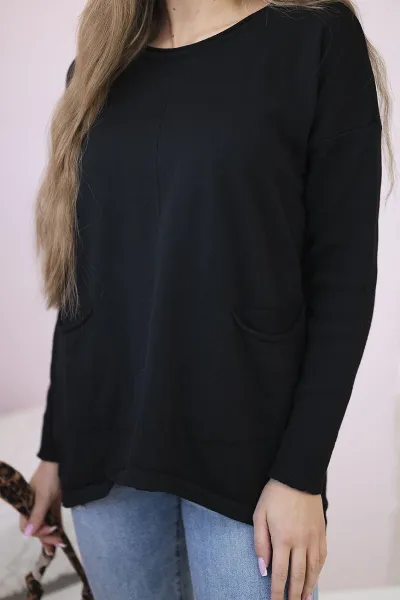 Sweater with front pockets black