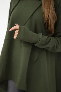 Legínovo Tmavohnedá blúzka rozšírená na spodku Farba: Khaki, Veľkosť: UNI