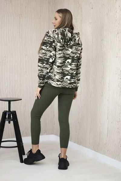 3-piece MOOR set of sweatshirt, top and leggings khaki + ecru