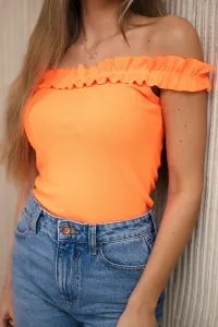 Orange neon blouse with frills