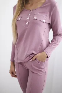 Set with a neckline with press studs in dark pink color