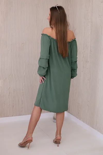 Spanish dress with decorative khaki sleeves