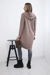 Sweatshirt with long back and mocha hood