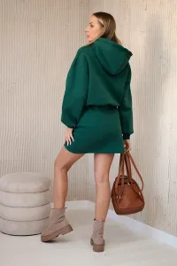 Insulated dress with a clutch bottom in dark green color