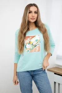 Blouse with 3D Bird mint graphics