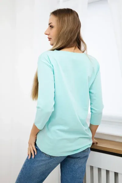 Blouse with 3D Bird mint graphics