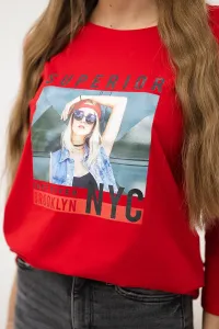 Blouse with Superior print red