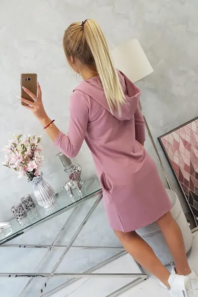 Dress with hood and pockets navy pink