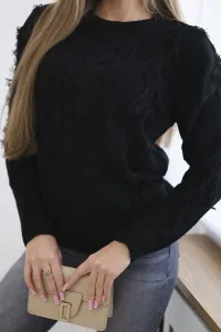 Sweater with cable weave in black