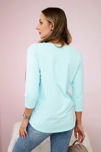 Blouse with 3D graphics with zircons mint
