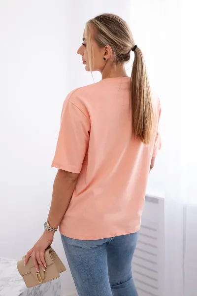 Cotton blouse with apricot heart print