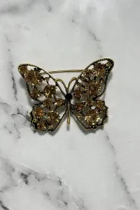 Butterfly Brooch A-2-21-7 apricot + gold