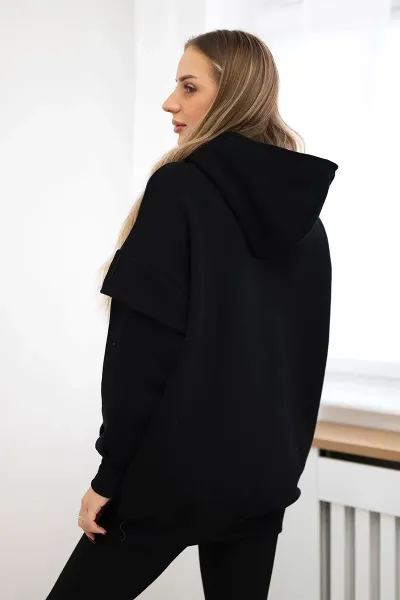 Insulated turtleneck sweatshirt black