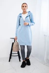 Dress with a hood and azure color