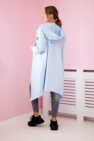Long cardigan with azure hood