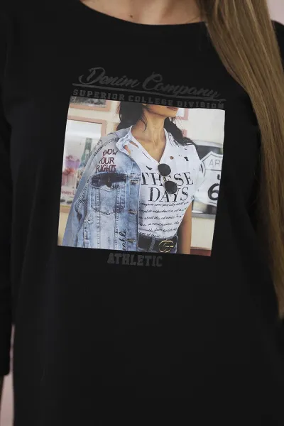 Blouse with Collage print black