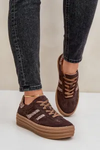 Zazoo N1176 Semišové Sneakers Na Platforme Leopard Čokoládové