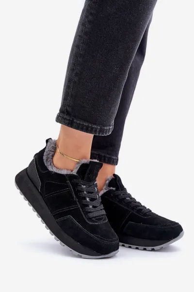 BIG STAR SHOES Dámske Tenisky S Kožušinou A Lesklým Prvkom Big Star
