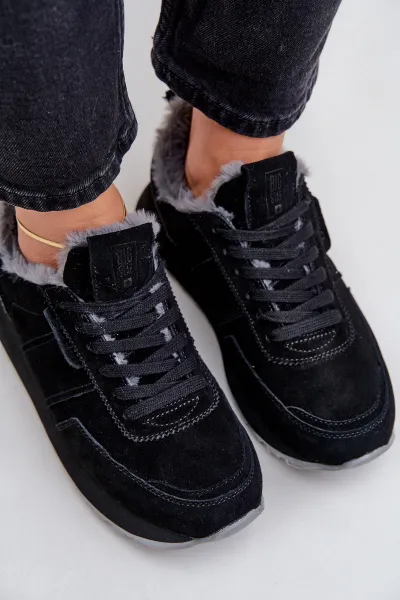 BIG STAR SHOES Dámske Tenisky S Kožušinou A Lesklým Prvkom Big Star