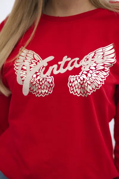 Red sweatshirt with print