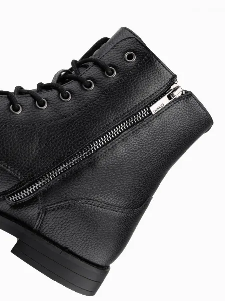 Ombre Men's eco leather shoes with insulated high upper - black