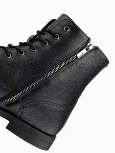 Ombre Men's eco leather shoes with insulated high upper - black