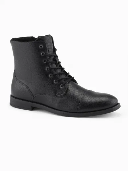 Ombre Men's eco leather shoes with insulated high upper - black