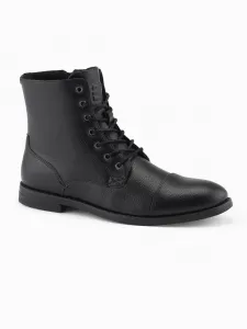 Ombre Men's eco leather shoes with insulated high upper - black