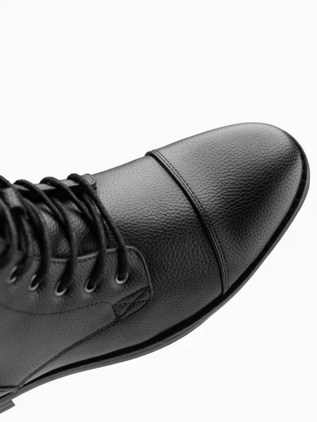 Ombre Men's eco leather shoes with insulated high upper - black