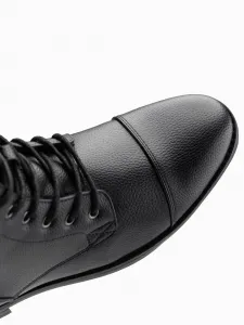 Ombre Men's eco leather shoes with insulated high upper - black