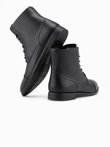 Ombre Men's eco leather shoes with insulated high upper - black