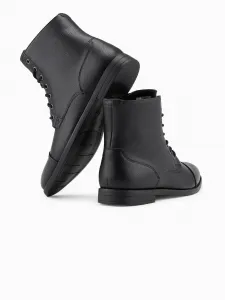 Ombre Men's eco leather shoes with insulated high upper - black