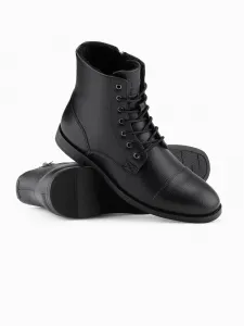 Ombre Men's eco leather shoes with insulated high upper - black