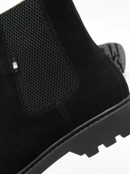 Ombre Slip-on suede men's shoes with high upper - black