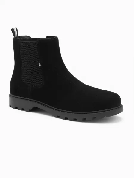 Ombre Slip-on suede men's shoes with high upper - black