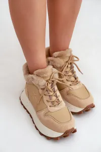 BIG STAR SHOES Kožené Sneakersy Čižmy Dámske S Kožušinou Na Platforme Big Star