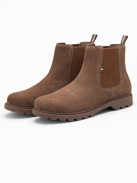 Ombre Slip-on suede men's high top shoes - light brown