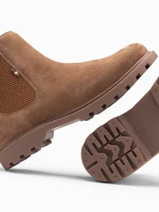 Ombre Slip-on suede men's high top shoes - light brown