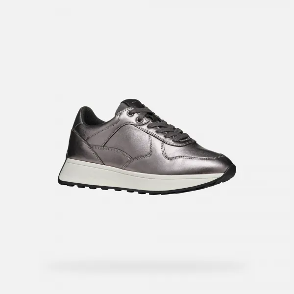 Silver women's sneakers Geox Amabel - Women's