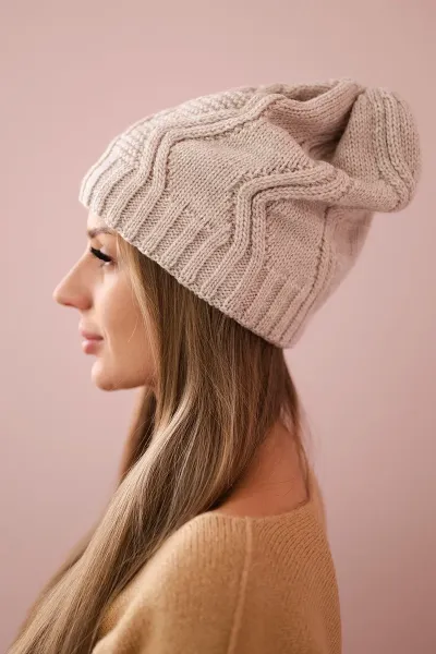 Kesi Čapica s fleece Sylwia K244 tmavo béžová