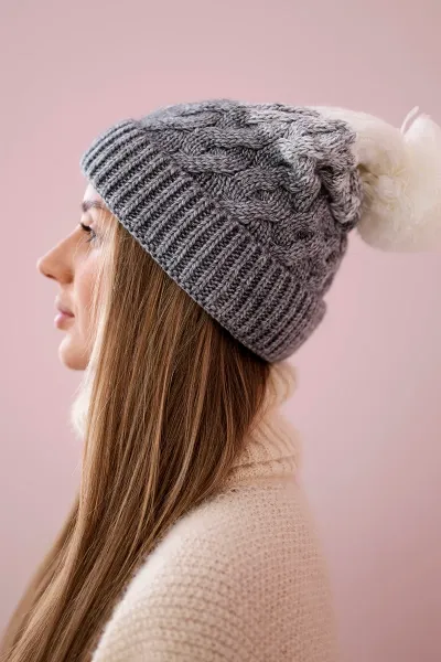 marka niezdefiniowana Čapica s fleece Ilona K218 šedá+biela