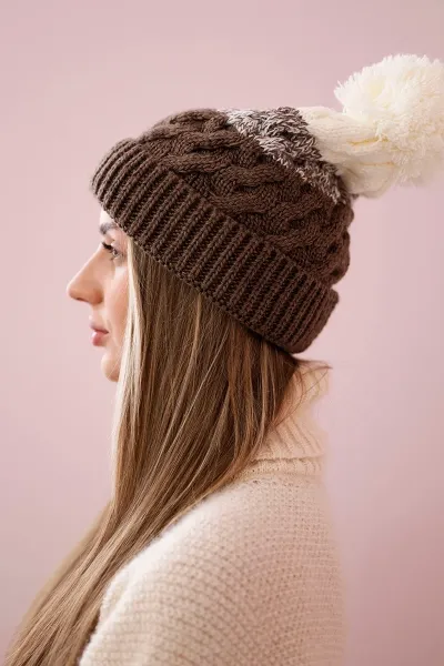 marka niezdefiniowana Čapica s fleece Ilona K218 cappuccino+ecru