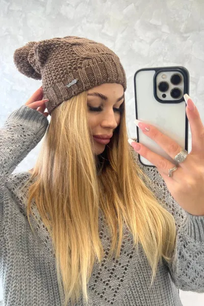 marka niezdefiniowana Čapica s fleece Justyna K253 cappuccino