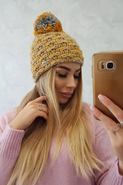 marka niezdefiniowana Čapica s fleece Fiona K275 horčica + šedá