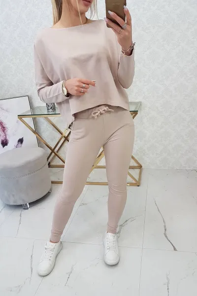 Legínovo Súprava s oversized béžovou blúzkou Farba: Béžová, Veľkosť: UNI