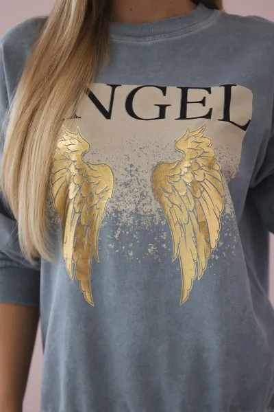 Włoski Bavlnená súprava Angel mikinové + nohavice Denim