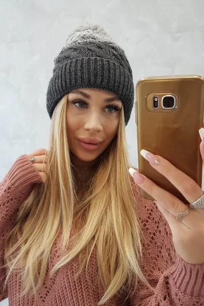 marka niezdefiniowana Čapica s fleece Ilona K218 grafit+sivá