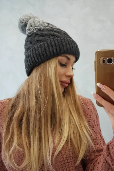 marka niezdefiniowana Čapica s fleece Ilona K218 grafit+sivá