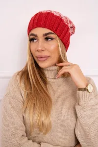 Kesi Čapica с fleece Milano K203 ecru melanž+Červená