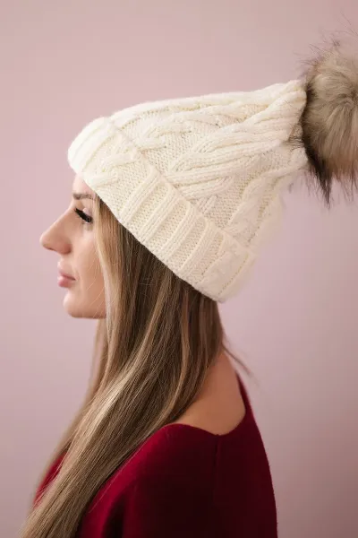 Kesi Čapica s fleece Warkocz K226 ecru